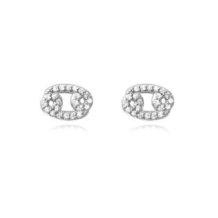 Cancer Artisan Zirconia Pavé Stud Earrings (Silver)