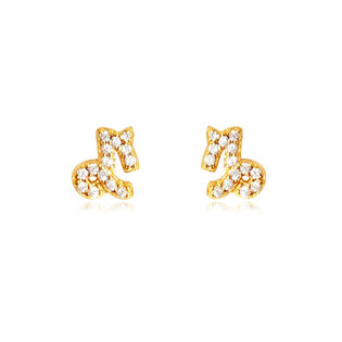 Capricorn Artisan Zirconia Pavé Stud Earrings (Gold)