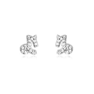 Capricorn Artisan Zirconia Pavé Stud Earrings (Silver)