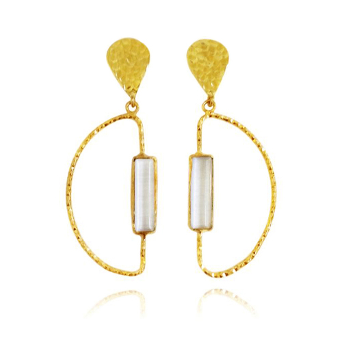 Kloe 24K Cats Eye Stone Earrings (my ears are pierced)