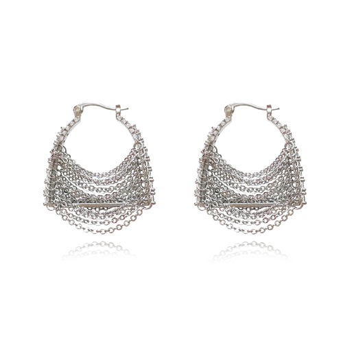 Mavis Silver Chain Bag Earrings
