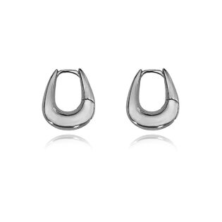 Tate Sculptural Huggie Hoop Earrings (Silver)