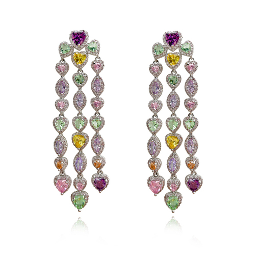 Tourmaline Zirconia Crystal Encrusted Earrings