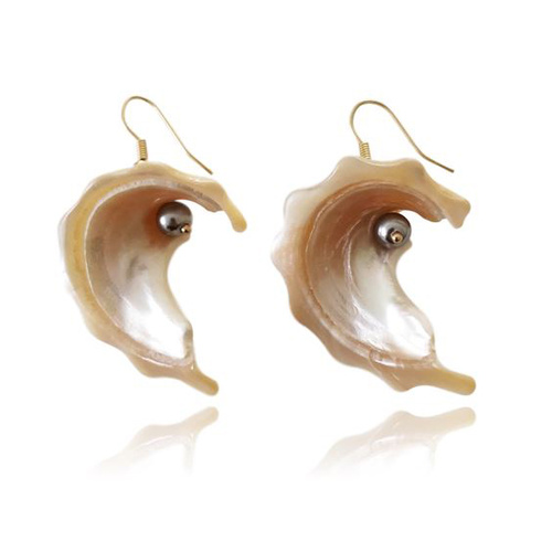 Camile Modern Shell Drop Earrings 