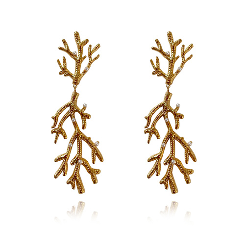 Alvena Coral Statement Earrings