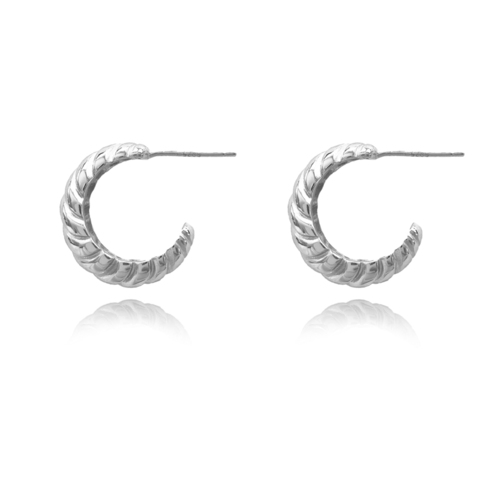 Gianni Croissant C Hoop Earrings (Silver)