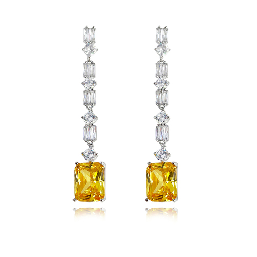 Annalee Crystal Drop Earrings (Citrine)