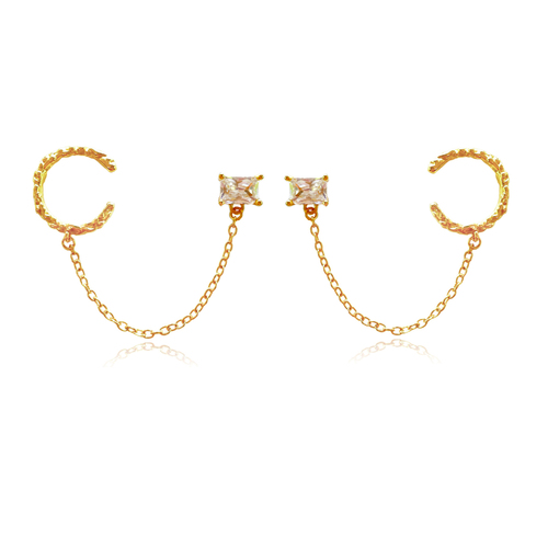 Lior Gold Vermeil Topaz Chain Cuff Earrings (Pair)