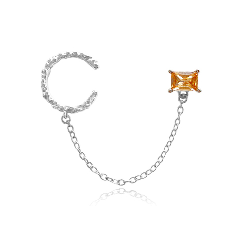 Lior Silver Topaz Chain Cuff Earring (Single Piece)