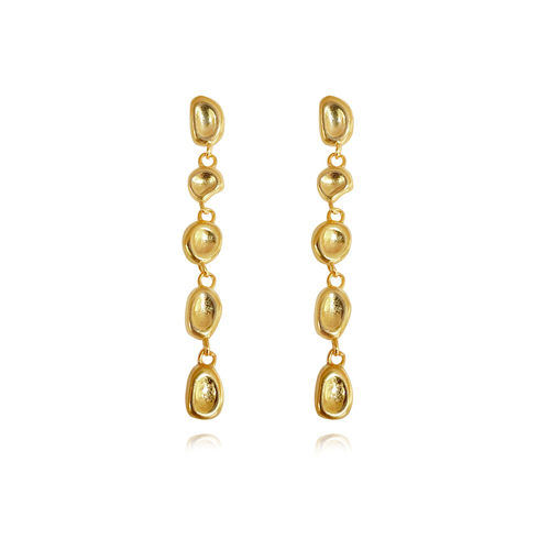 Aka Dainty Sculptural Pebble Drop Earrings (Gold Vermeil)