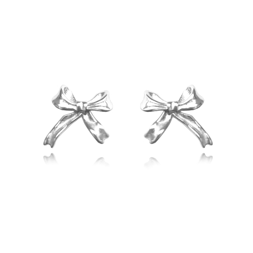 Tilda Dainty Bow Tie Earrings (Silver)