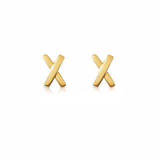 Kiss Kiss Dainty Cross Earrings (Gold)