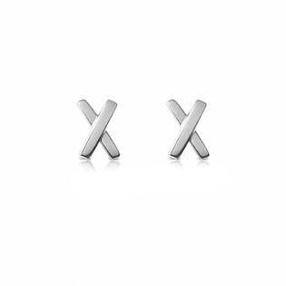 Kiss Kiss Dainty Cross Earrings (Silver)