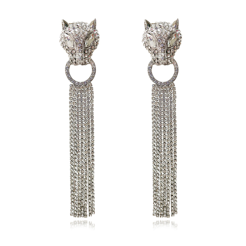 Chase Diamante Leopard Statement Earrings (Oversized)