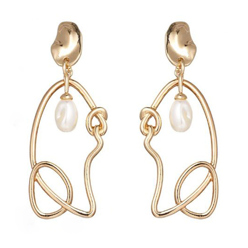 Joliette Artsy Line Art Pearl Earrings (my ears are pierced)