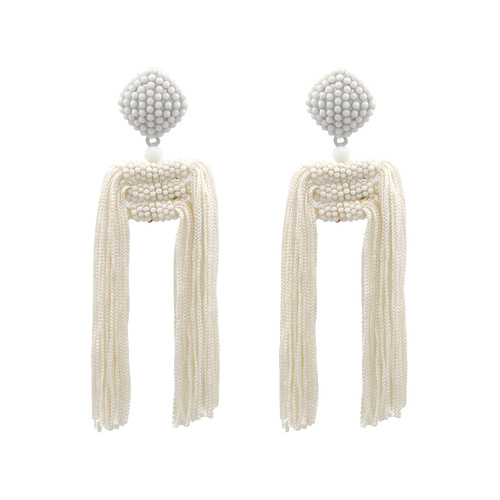 Estee Long Tassel Beads Earrings (for pierced ears)