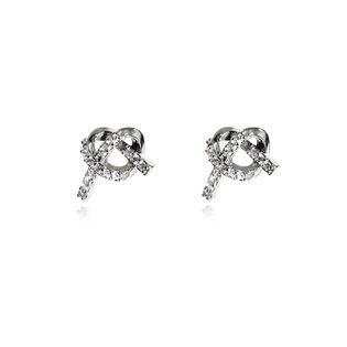 Amoris Diamante Knot Stud Earrings (Silver)