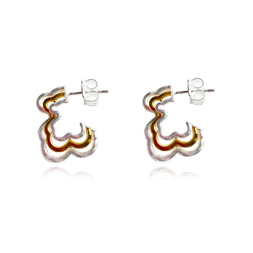 Noemie Dual Tone Bear Outlined Earrings