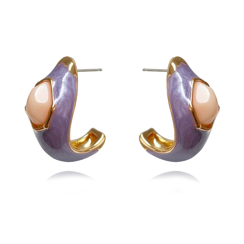 Lafayette Enamel Croissant C Hoop Earrings (Taro)