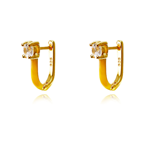 Gabriela Diamante Enamel U Huggie Earrings (Yellow)