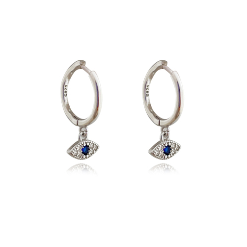 Katia Dainty Evil Eye Drop Earrings (Silver)