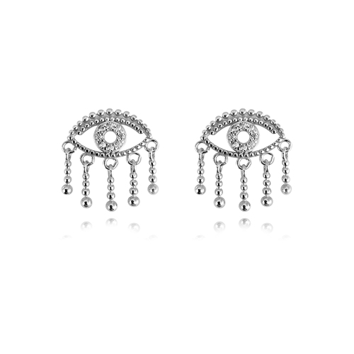 Harmonie Splendid Evil Eye Earrings (Silver)