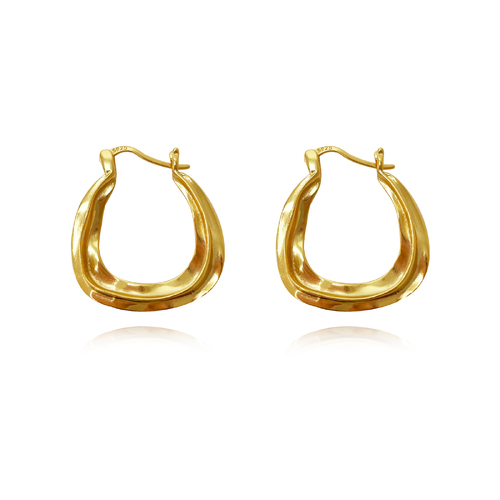 Giverny Artisan Fluid Huggie Earrings (Gold)