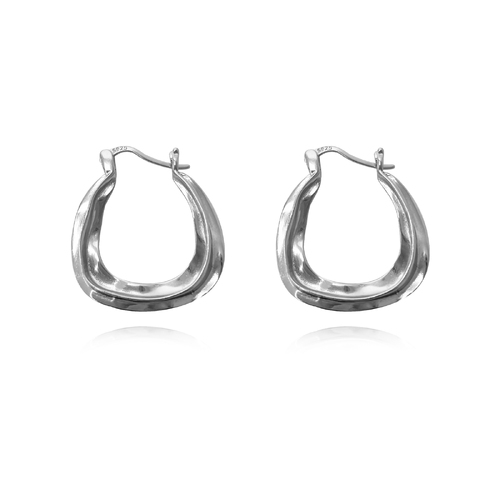 Giverny Artisan Fluid Huggie Earrings (Silver)
