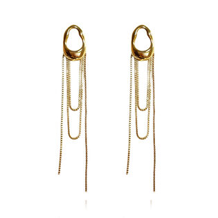 Stellar Drape Diamante Tassel Earrings (Gold)