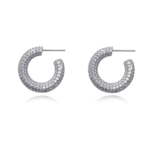 Elior Diamnate-embellished Hoop Earrings (Silver)
