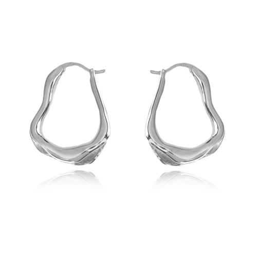 Nomad Fluid Sculpture Hoop Earrings (Silver)