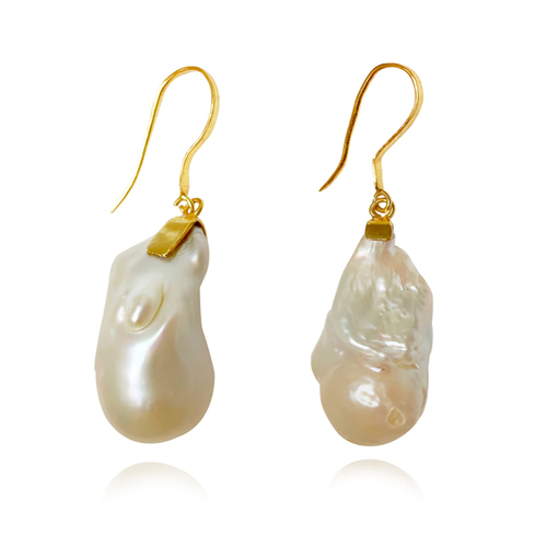 Agata 24K Baroque Pearl Drop Earrings (Imperfect No. 1)