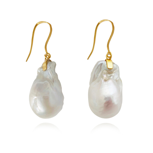 Agata 24K Baroque Pearl Drop Earrings (Imperfect No. 5)