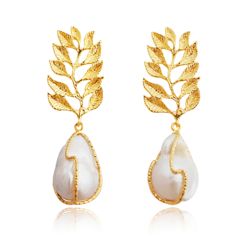 Etienne 24K Baroque Pearl Drop Earrings