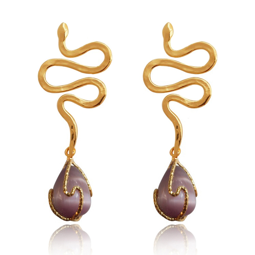 La Déesse Artisan Cats Eye Stone Drop Earrings