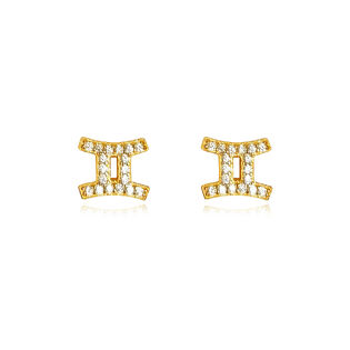 Gemini Artisan Zirconia Pavé Stud Earrings (Gold)