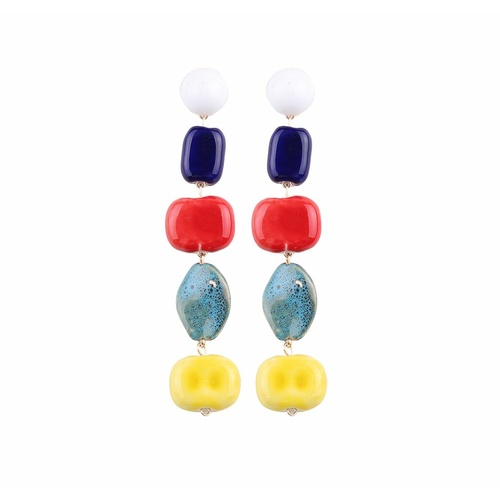 Claudette Color Drops Statement Earrings (for pierced ears)