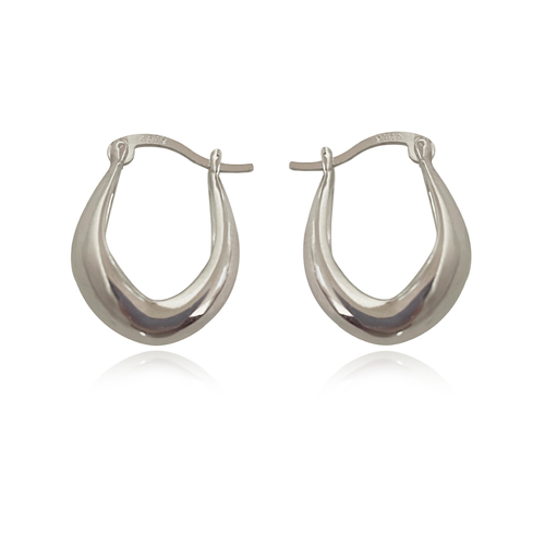 Krista Modern Bowl Huggie Earrings - Silver