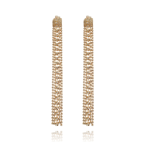 Elizabeth Diamante Gold Tassel Earrings (My ears are pierced)