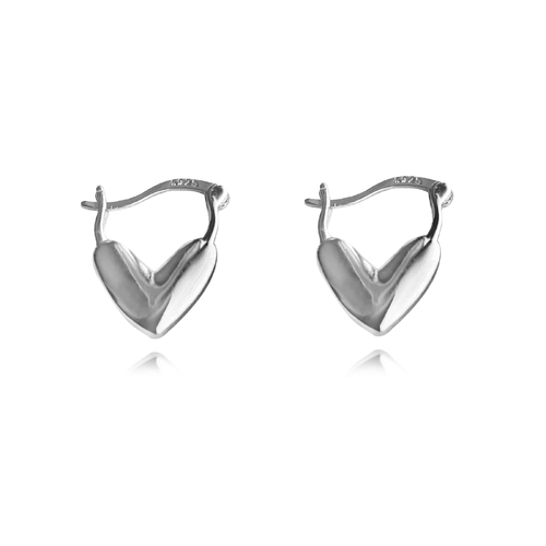 Femi Classic Heart Huggie Earrings (Silver)