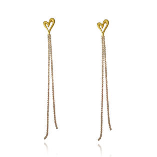 Lucian Gold Heart String Earrings