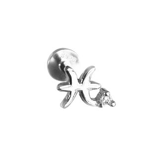 Pisces Helix Screw Back Earring (Silver Single Piece)