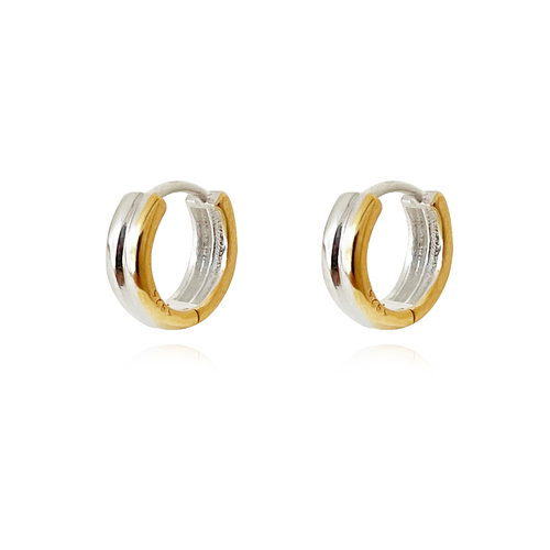 Sol Artsy Chic Dainty Dual Tone Hoop Earrings 
