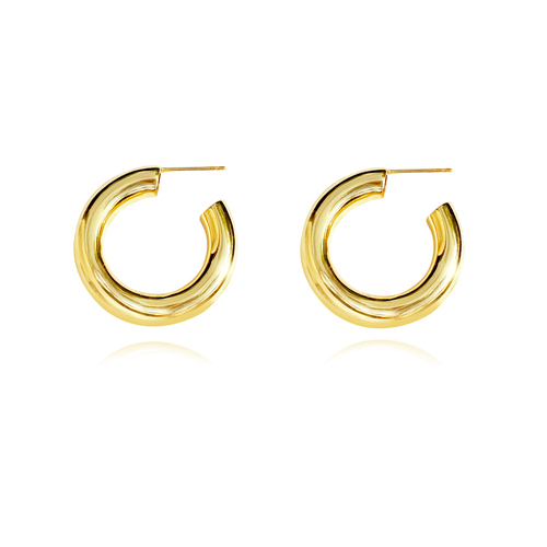 Abella Classic C Hoop Earrings (Gold)