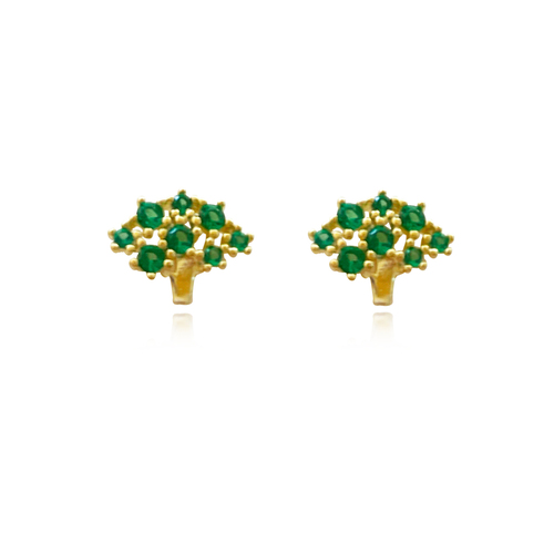 Little Broccoli Dainty Stud Earrings (Gold)