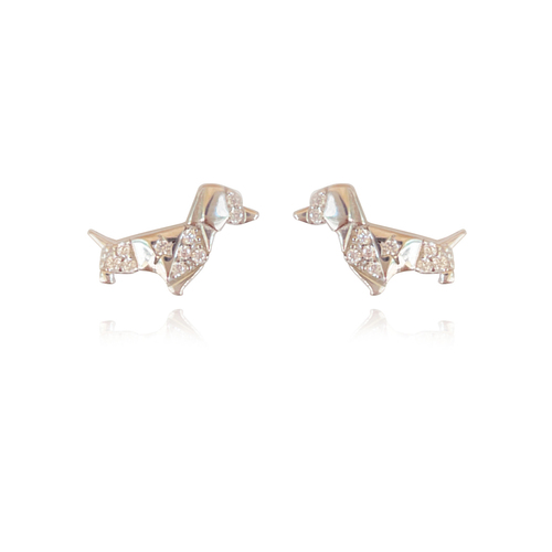 Dachshund Diamante Stud Earrings