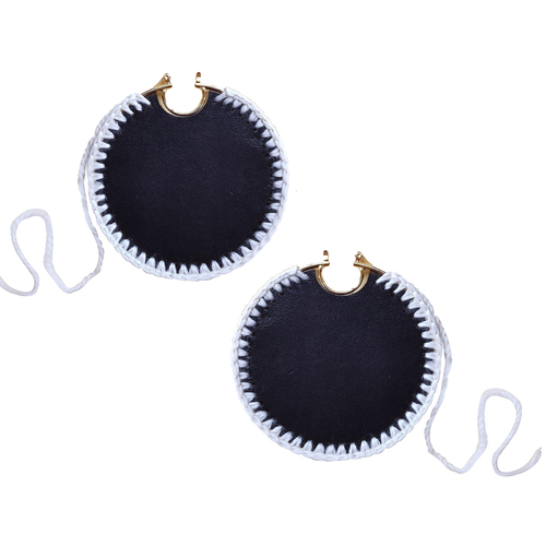 Emiri Luxury Leather Stitched Earrings (Black)