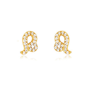 Leo Artisan Zirconia Pavé Stud Earrings (Gold)