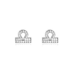 Libra Artisan Zirconia Pavé Stud Earrings (Silver)