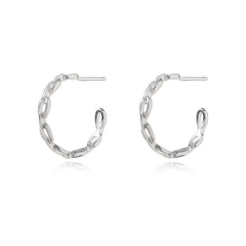 Vida Minimalist C Chain Earrings (Silver)